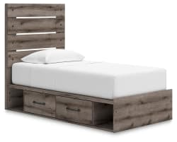 Graystorm - Twin Panel Bed With Storage - Brown Gray