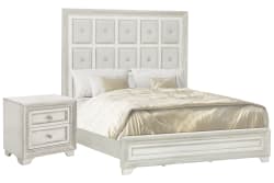 Camila - Queen Upholstered Bed With Nightstand - Creamy White