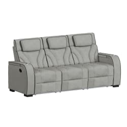 Blitz - Motion Sofa With DDT, Reading Light, Wireless Charger And LED - Simba Taupe And Black Welt