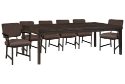 Modern Mosaic - Leg Dining Table With 6 Arm Chairs - Brown