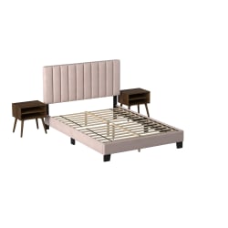 Coyote - Queen Bed With Carroll Pink Velvet With Two End Table (3A Packing)