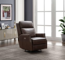 Cavill - Swivel Glider Recliner With Power Recline And Power Headrest - Walnut