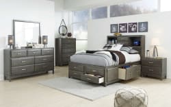 Caitbrook - Gray - 7 Pc. - Dresser, Mirror, Full Storage Bed, 2 Nightstands
