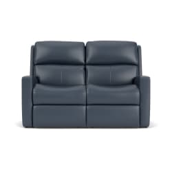 Catalina - Leather Power Reclining Loveseat, Power Headrests - Blue