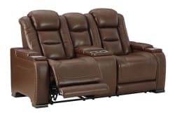 The Man-Den - Mahogany - PWR REC Loveseat/Con/Adj HDRST