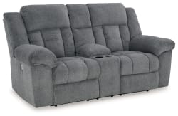Tip-off - Slate - Power Reclining Loveseat With Console / Adj Headrest