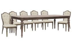 Saddle Creek - Extendable Leg Dining Table With 6 Upholstered Side Chairs - Timber Brown
