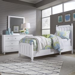 Cottage View - 3 Piece Bedroom Set (Twin Panel Bed, Dresser & Mirror) - White