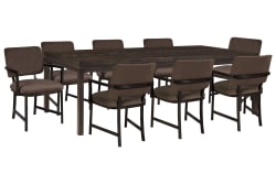 Modern Mosaic - Leg Dining Table With 8 Arm Chairs - Brown