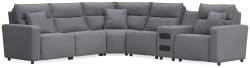 Modmax II - 6-Piece Power Reclining Sectional With Audio Console - Salt And Pepper