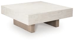 Jorlaina - Square Cocktail Table With Faux Cement Top - Light Grayish Brown
