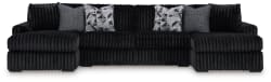 Midnight-Madness - 3-Piece Sectional With Laf And Raf Corner Chaises - Onyx