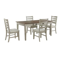 Farmington - 5 Piece Standard Height Dining Set (Rectangular Table And Four Chairs) - Medium Brown And Washed Stone