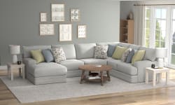 Stockbridge - 3 Piece Sectional With Comfort Coil Seating And 9 Included Accent Pillows (Left Side Facing Chaise) - Slate