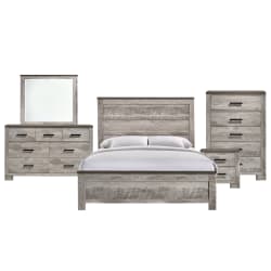 Millers Cove - Queen Panel 5 Piece Bedroom Set - Distressed Gray