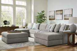 Avaliyah - Ash - 5 Pc. - 4-Piece Double Chaise Sectional, Ottoman