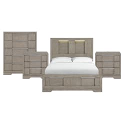 Kelis - Queen 4 Piece Bedroom Set With 2 Nightstands & Chest - Gray
