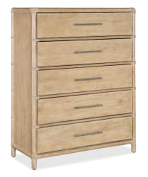Retreat - Pole Rattan Five-Drawer Chest - Beige