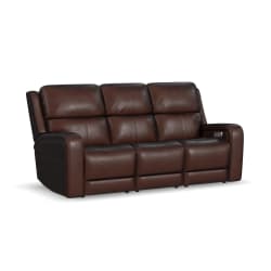 Oasis - Power Reclining Sofa With Power Headrests, Lumbar, Heat & Massage - Truffle