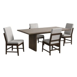 Brisbane - 5 Piece Standard Height Dining Set (Table And Four Fabric Chairs) - Brown