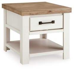 Savonport - Rectangular End Table - White / Brown