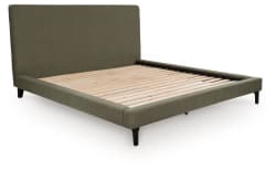 Chirason - Sage Green - King Upholstered Bed With Roll Slats