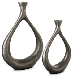 Dimaia - Antique Silver Finish - Vase (Set of 2)