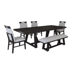 Transcend - 6 Piece Standard Height Dining Set (Table, Four Chairs & Bench) - Charcoal