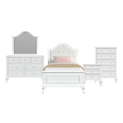 Jesse - Twin Panel 5 Piece Bedroom Set - White