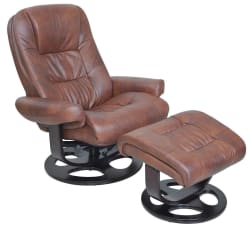Jacque - Swivel Pedestal Recliner And Ottoman - Whiskey