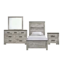 Millers Cove - Twin 4 Piece Bedroom Set - Distressed Gray
