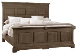 Heritage - California King Mansion Bed With Decorative Rails - Cobblestone Oak