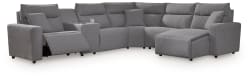Modmax II - 6-Piece Power Reclining Sectional With RAF Press Back Power Chaise And Сonsole - Salt And Pepper