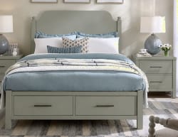 Pure Maple - King Poster Storage Bed - Sage
