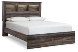Drystan - Queen Panel Bookcase Bed - Brown / Beige