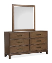 Ridgefield - Double Drawer Dresser With Landscape Mirror - Russet