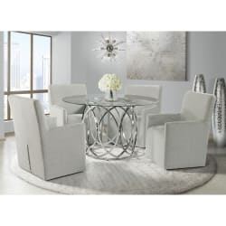 Merlin - Standard Height 5 Piece Dining Set - Table And Four Arm Chairs - Gray