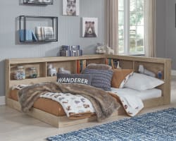 Oliah - Natural - Full Bookcase Storage Bed