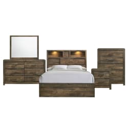 Bailey - Queen Panel 5 Piece Bedroom Set With Bluetooth - Walnut