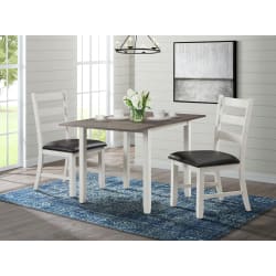 Martin - 3 Piece Drop Leaf Dining Set Table & Two Chairs - Brown