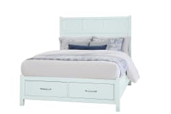 Tide & Timber - Queen Fretwork Panel Storage Bed - Blue Maple