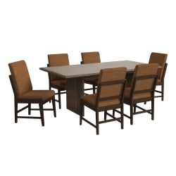 Brisbane - 7 Piece Standard Height Dining Set (Table And Six PU Chairs) - Brown