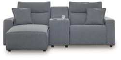 Modmax II - 3-Piece Power Reclining Sectional With LAF Press Back Power Chaise And Console - Salt And Pepper