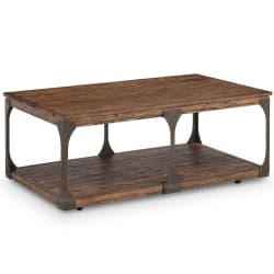 Montgomery - Industrial Reclaimed Wood Rectangular Cocktail Table With Casters - Bourbon