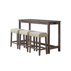 Oak Lawn - Gray Bar Table Single Pack (Table + 3 Tan Fabric Stools)