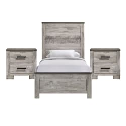Millers Cove - Twin 3 Piece Bedroom Set With 2 Nightstands - Gray