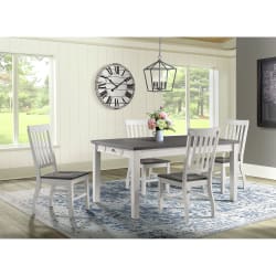 Kayla - Two Tone 5 Piece Dining Set, Table & Four Chairs - Gray / White