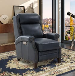 Barrett - Power Recliner With Power Recline And Power Headrest - Navy Blue
