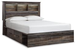 Drystan - Queen Bookcase Bed With 2 Side Drawers - Brown / Beige