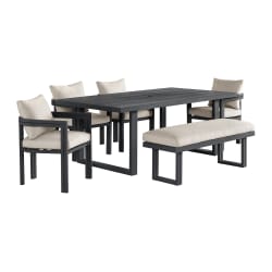 Playa - 6 Piece Standard Height Dining Set (Table, Four Chairs And Bench) - Dark Gray